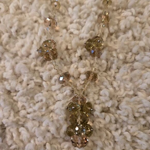 NWOT Faceted Glass Bead Smokey Topaz Necklace - Picture 4 of 8